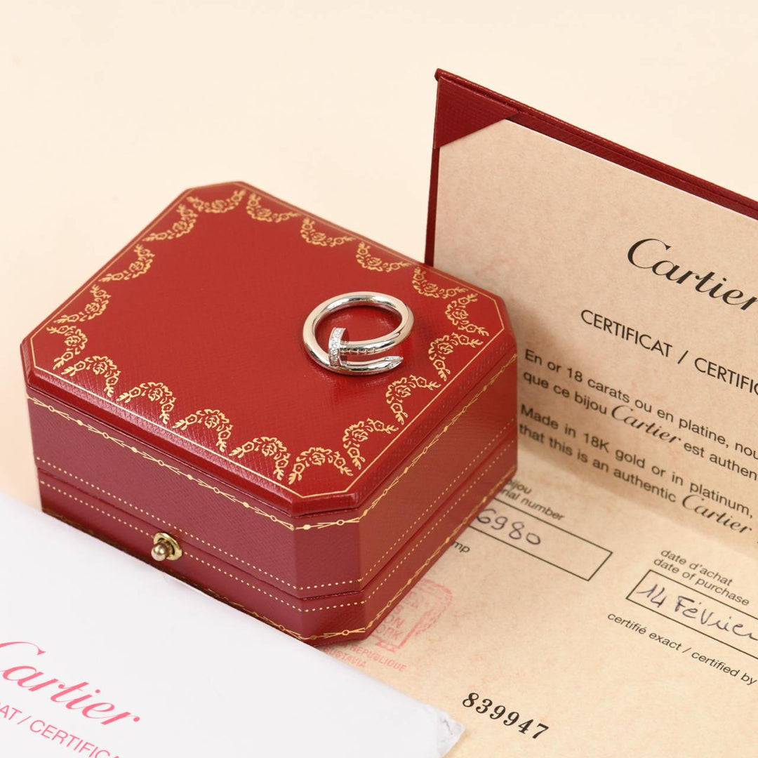 Cartier Juste un Clou Diamond 18K White Gold Ring Size 51