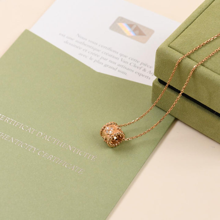Preowned Van Cleef & Arpels Perlée Clovers Diamond Pendant Necklace