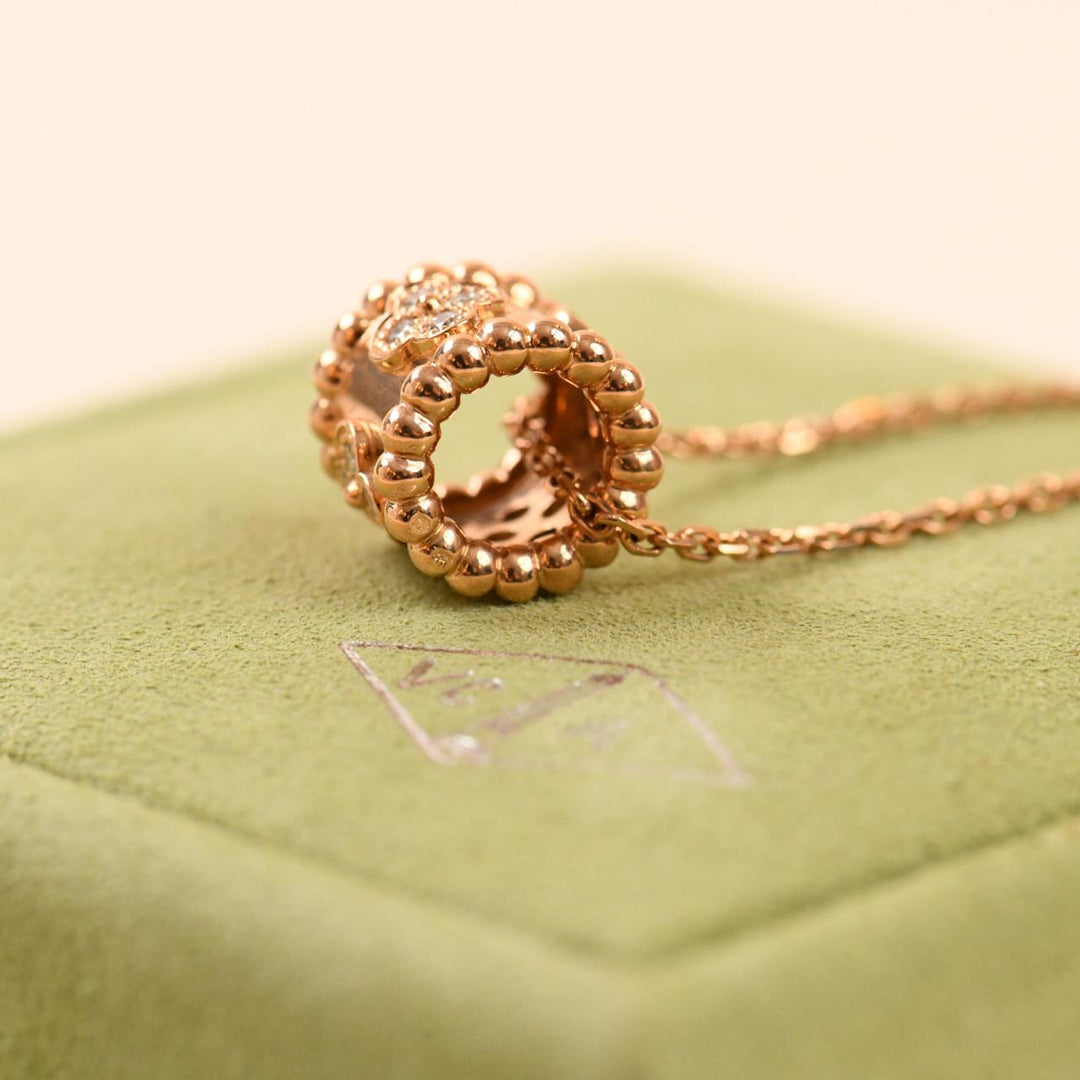 Van Cleef & Arpels Perlée Clovers Diamond Pendant Necklace