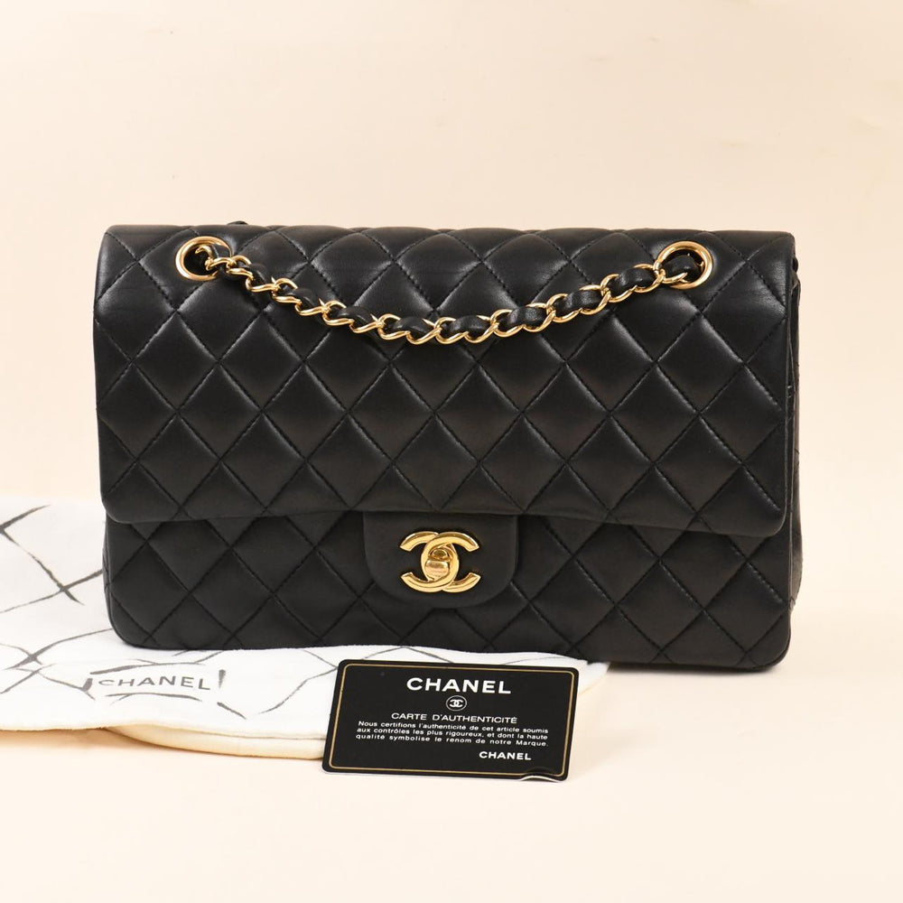 Chanel Lambskin Black Quilted Medium Classic Double Flap Bag