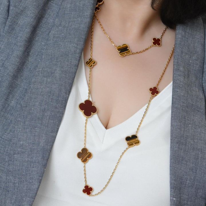 Preowned Van Cleef Magic Alhambra 16 Motif Necklace for sale