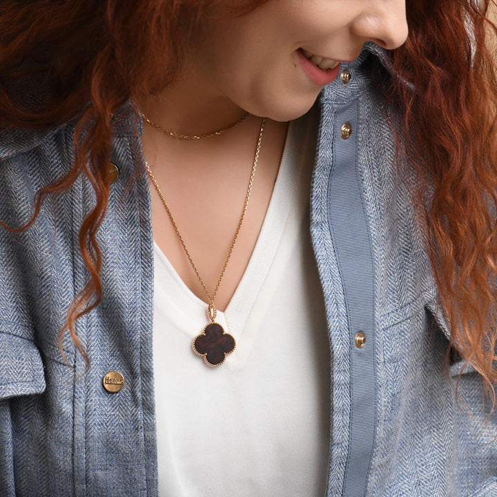 van cleef magic letter wood pendant necklace