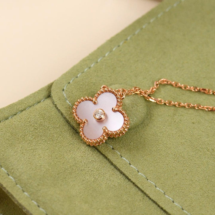 Van Cleef & Arpels 2025 Holiday Pendant Pink Mother of Pearl 18K Rose Gold