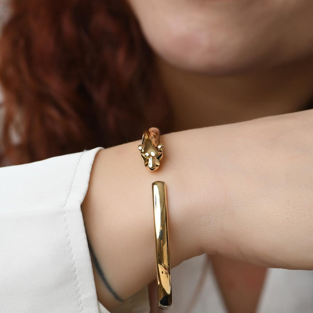 Preloved Cartier Panthère Bracelet Small Model 18K Yellow Gold Size 16