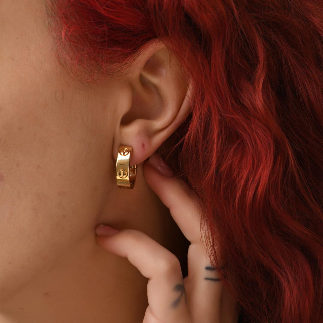 Preloved Authentic Cartier Love Hoop Earrings Classic Model 18K Yellow Gold