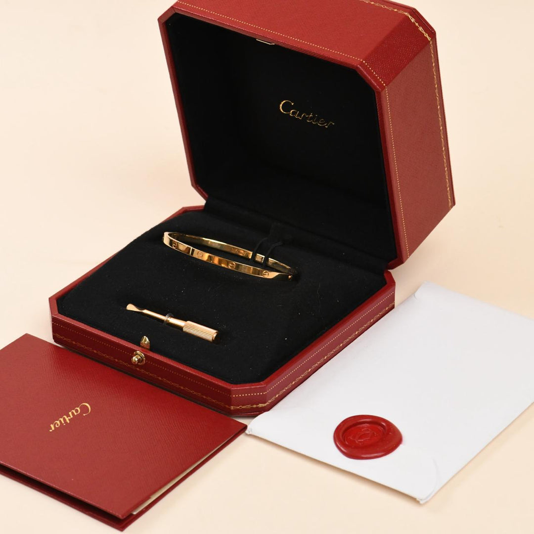 Preowned  Cartier Love Small Model Bracelet Size 18 in 18K Yellow Gold