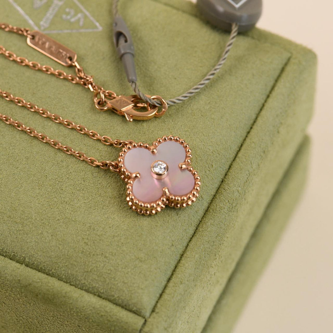 Van Cleef 2025 holiday pendant necklace pink mother of pearl 