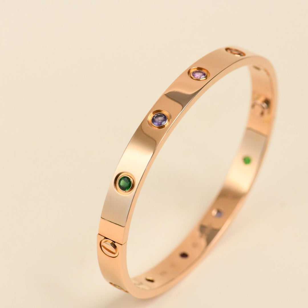 Second Hand Authentic Cartier Love Rainbow Multi Gem Bracelet 