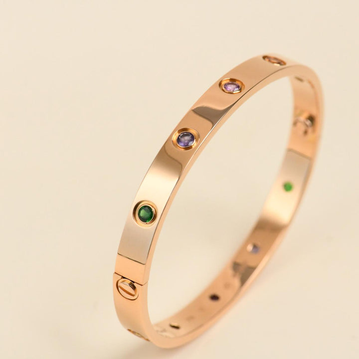 Second Hand Authentic Cartier Love Rainbow Multi Gem Bracelet 