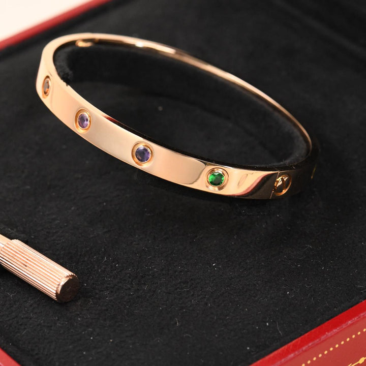 Authentic Preowned Cartier Love Rainbow  Bracelet 18K Rose Gold Size 17