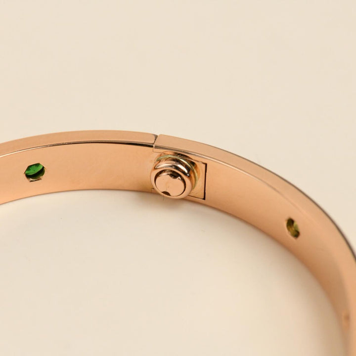 Authentic Preowned Cartier Love Rainbow Multi Gem Bracelet 18K Rose Gold Size 17