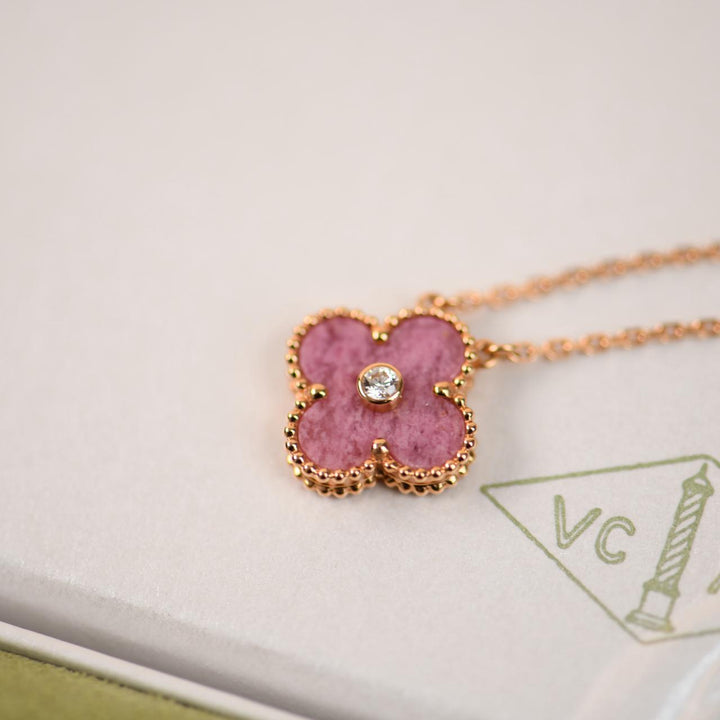 Preloved Van Cleef Alhambra 2021 Holiday Pendant Rhodonite Diamond