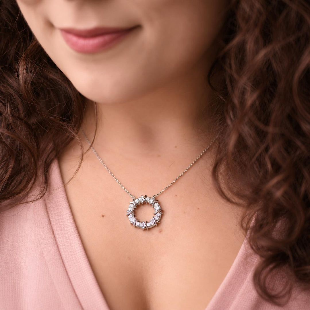 Preowned Tiffany Diamond Sixteen Stone Circle Pendant Necklace
