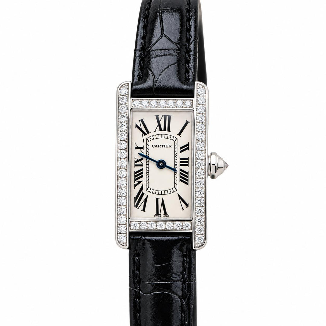 Preowned Authentic Cartier Tank Américaine Diamond Watch 18K White Gold WB707331