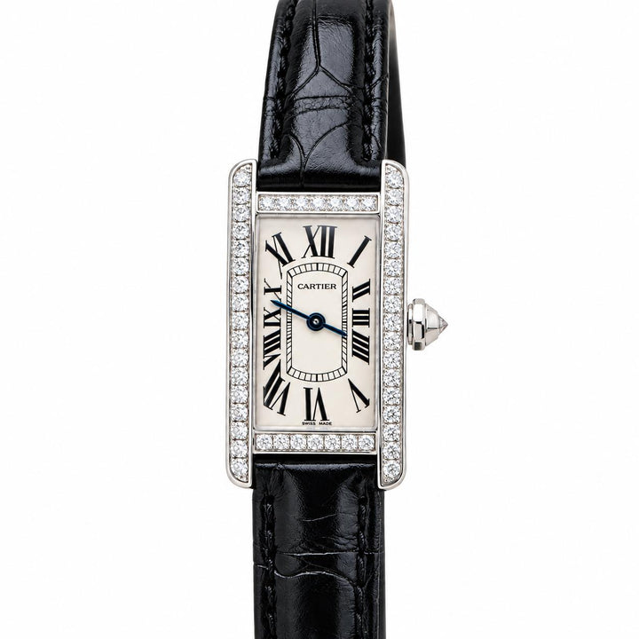 Preowned Authentic Cartier Tank Américaine Diamond Watch 18K White Gold WB707331