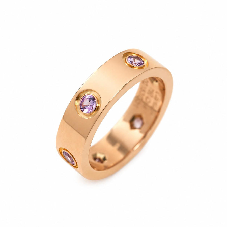 Preloved Authentic Cartier Love Ring Pink Sapphire 18K Rose Gold Size 54
