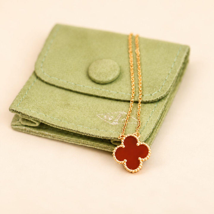 Preowned VCA Vintage Alhambra Carnelian Pendant 18K Yellow Gold