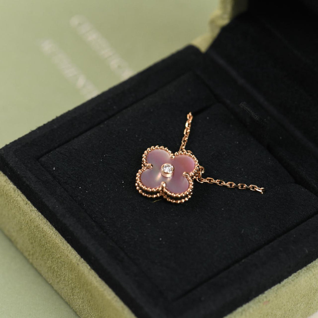 Preowned Van Cleef & Arpels 2025 Holiday Pendant Pink Mother of Pearl