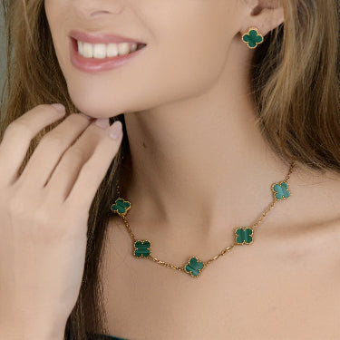 Van Cleef & Arpels Vintage Alhambra Malachite Earrings 18K Yellow Gold