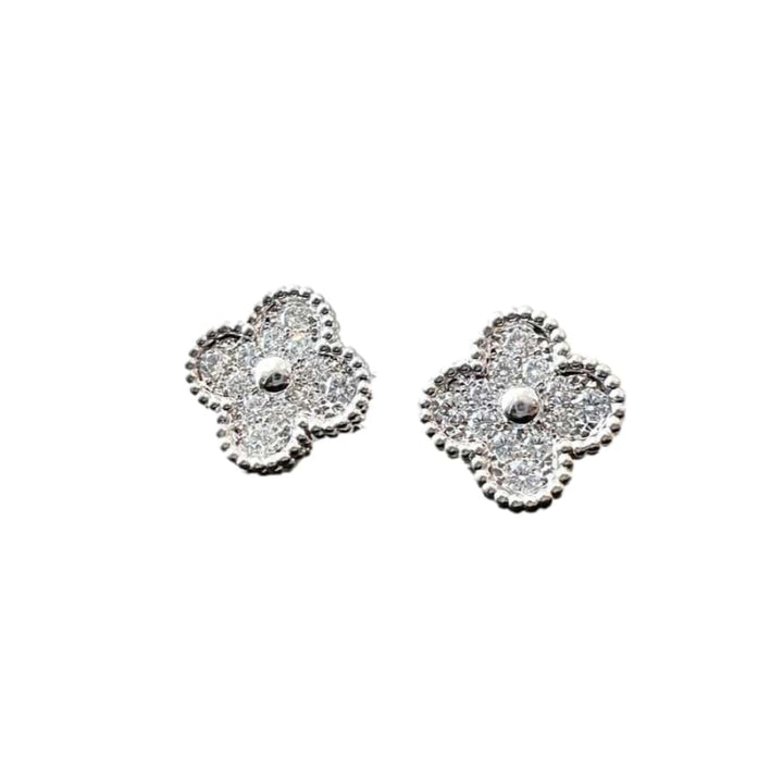 Van Cleef & Arpels Vintage Alhambra Diamond White Gold Earrings