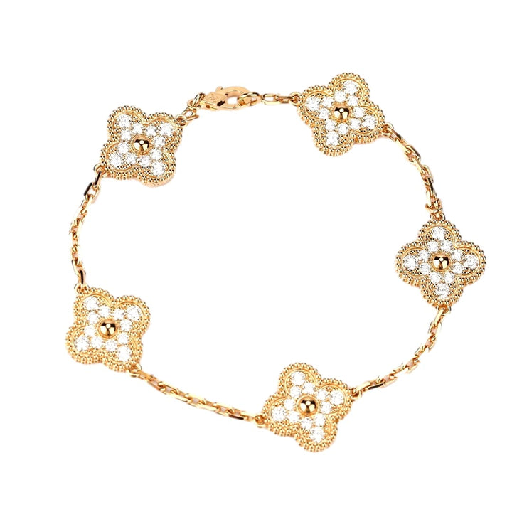 Van Cleef & Arpels Vintage Alhambra Yellow Gold Diamond Bracelet