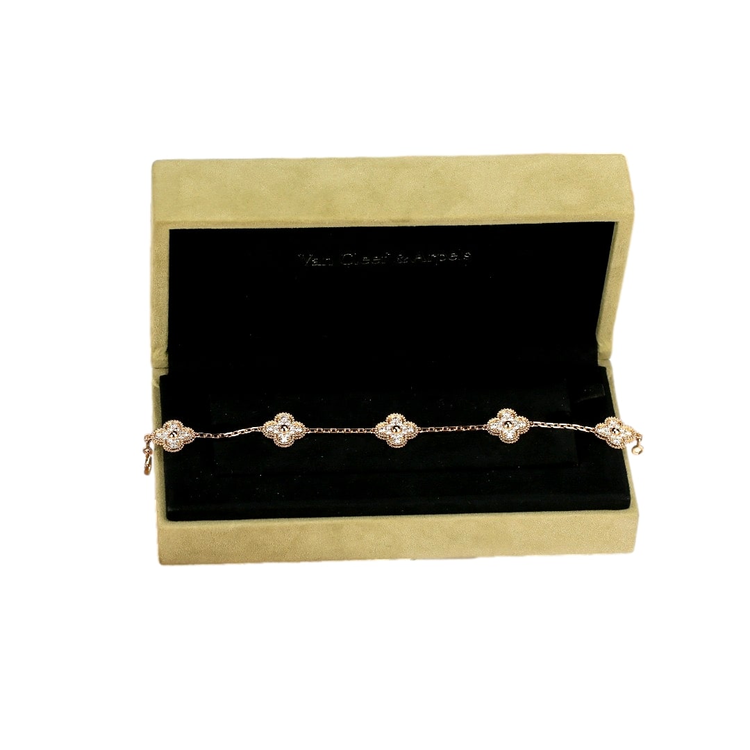 Van Cleef & Arpels Vintage Alhambra Yellow Gold Diamond Bracelet