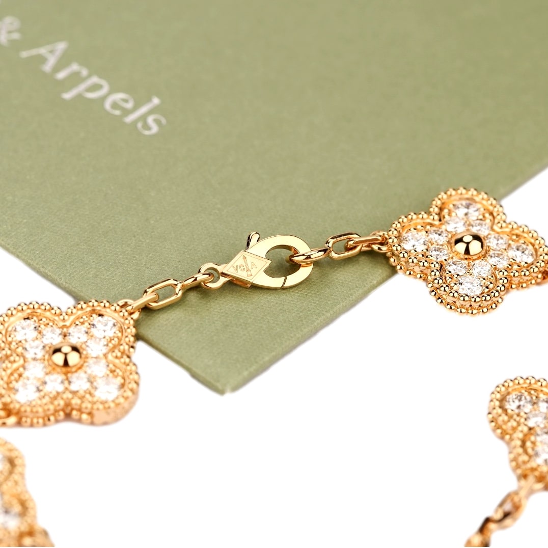 Van Cleef & Arpels Vintage Alhambra Yellow Gold Diamond Bracelet