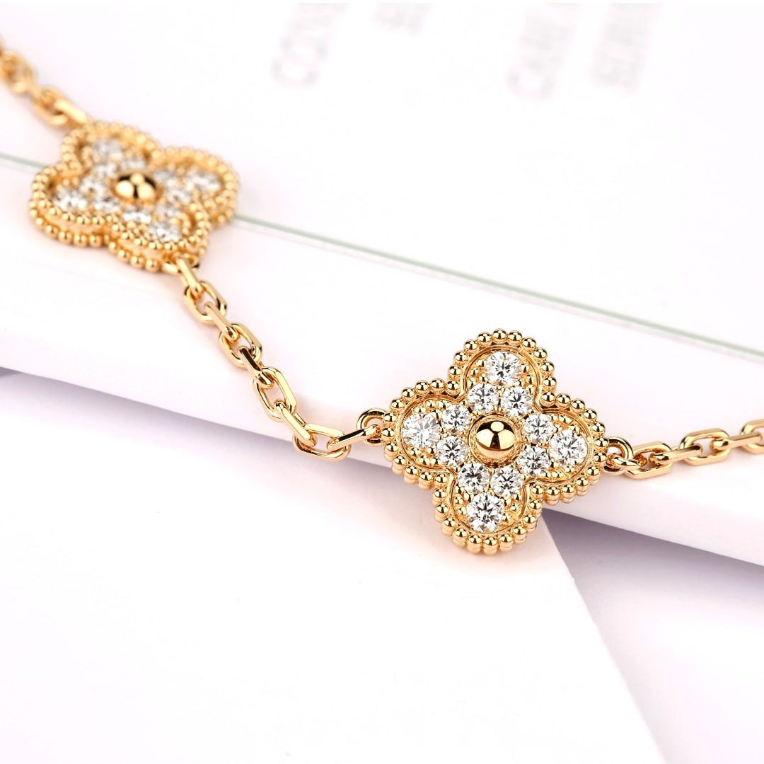 Van Cleef & Arpels Vintage Alhambra Yellow Gold Diamond Bracelet