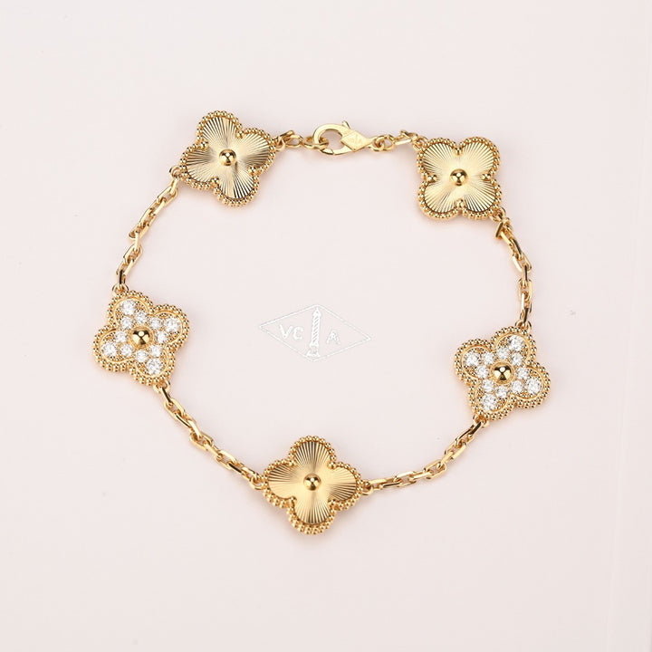 Van Cleef & Arpels Vintage Alhambra Yellow Gold Diamond Bracelet