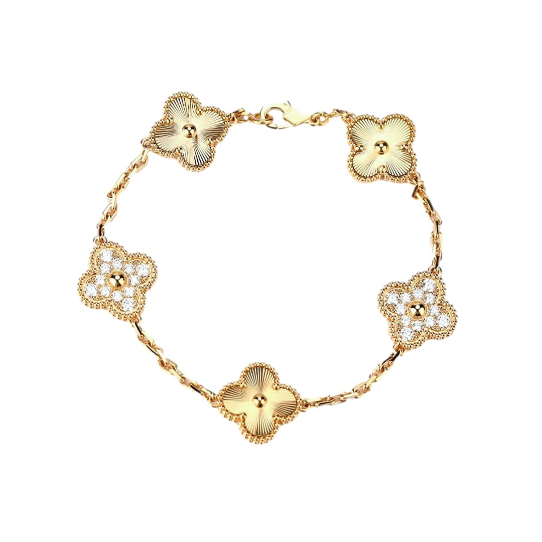 Van Cleef & Arpels Vintage Alhambra Yellow Gold Diamond Bracelet