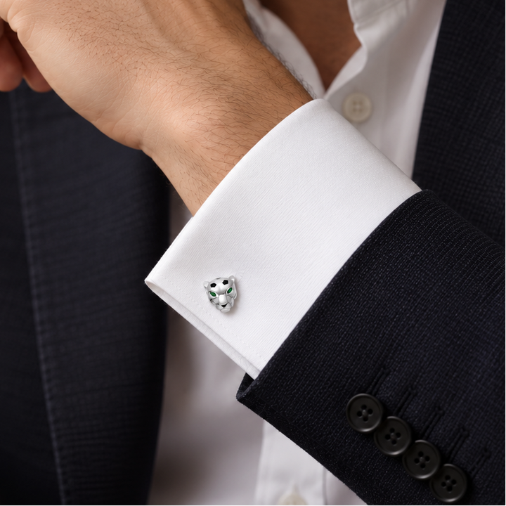 Authentic Cartier Panthère de Cartier Cufflinks lacquer Sterling Silver