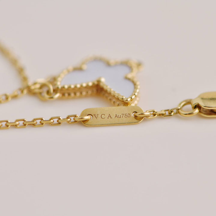 PRE LOVED VCA Sweet Alhambra MOP Butterfly 18K Yellow Gold Bracelet