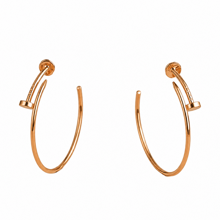 Preloved Cartier Juste un Clou 18K Rose Gold Hoop Large Model Earrings 