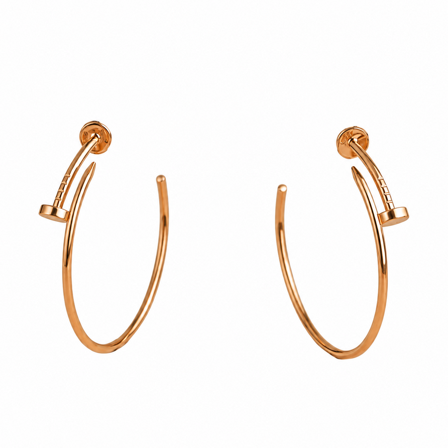 Preloved Cartier Juste un Clou 18K Rose Gold Hoop Large Model Earrings 
