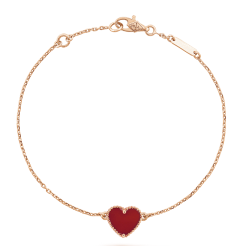 Van Cleef & Arpels Sweet Alhambra Heart Carnelian Rose Gold Bracelet