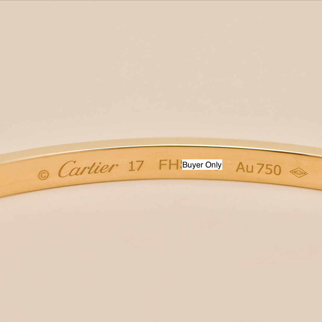 Second Hand Authentic Full set Cartier Love Small Model Bracelet 18K Yellow Gold Size 17