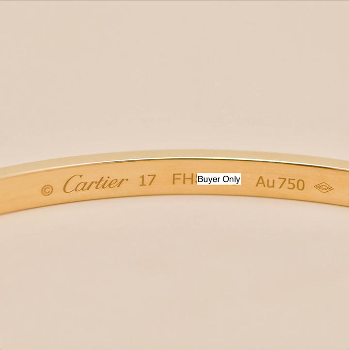 Second Hand Authentic Full set Cartier Love Small Model Bracelet 18K Yellow Gold Size 17