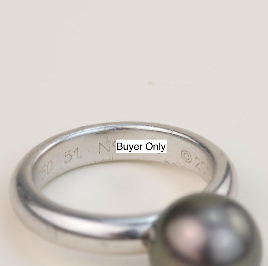 Preloved Cartier Black Pearl 18K White Gold Ring