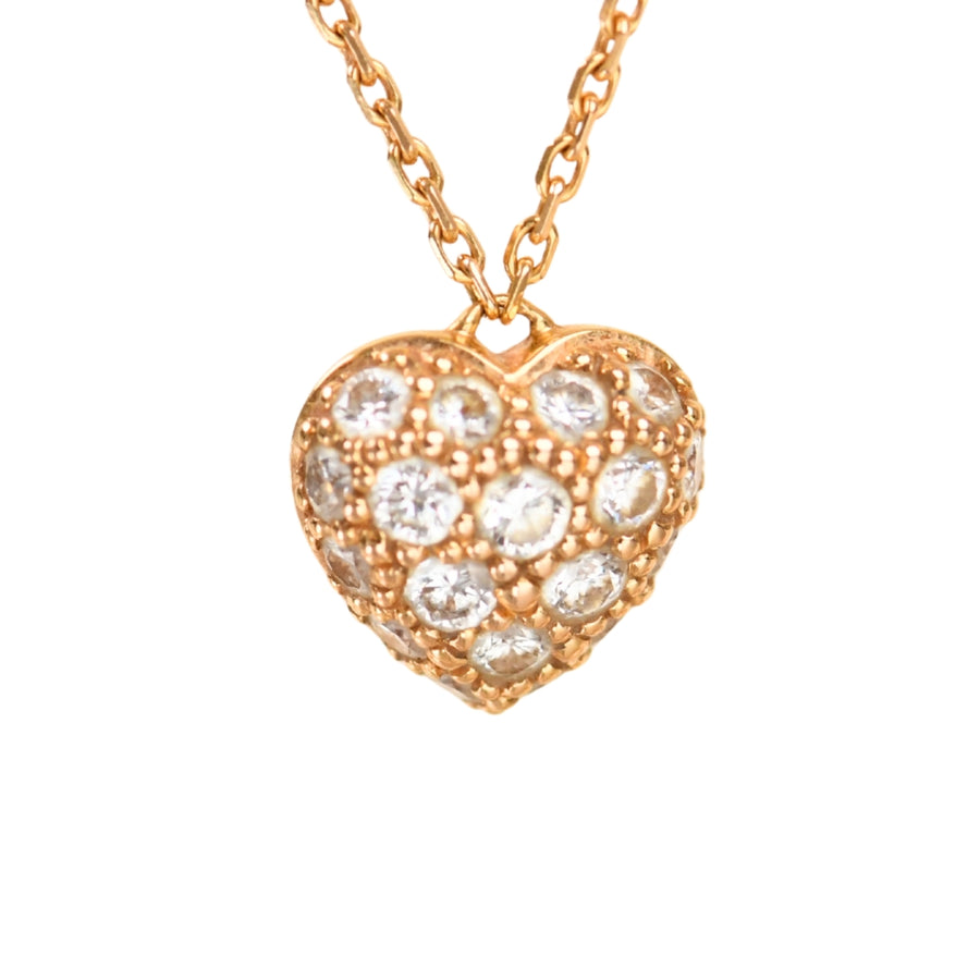 Preloved Authentic Cartier Pavé Diamond Heart Pendant Necklace in 18K Rose Gold