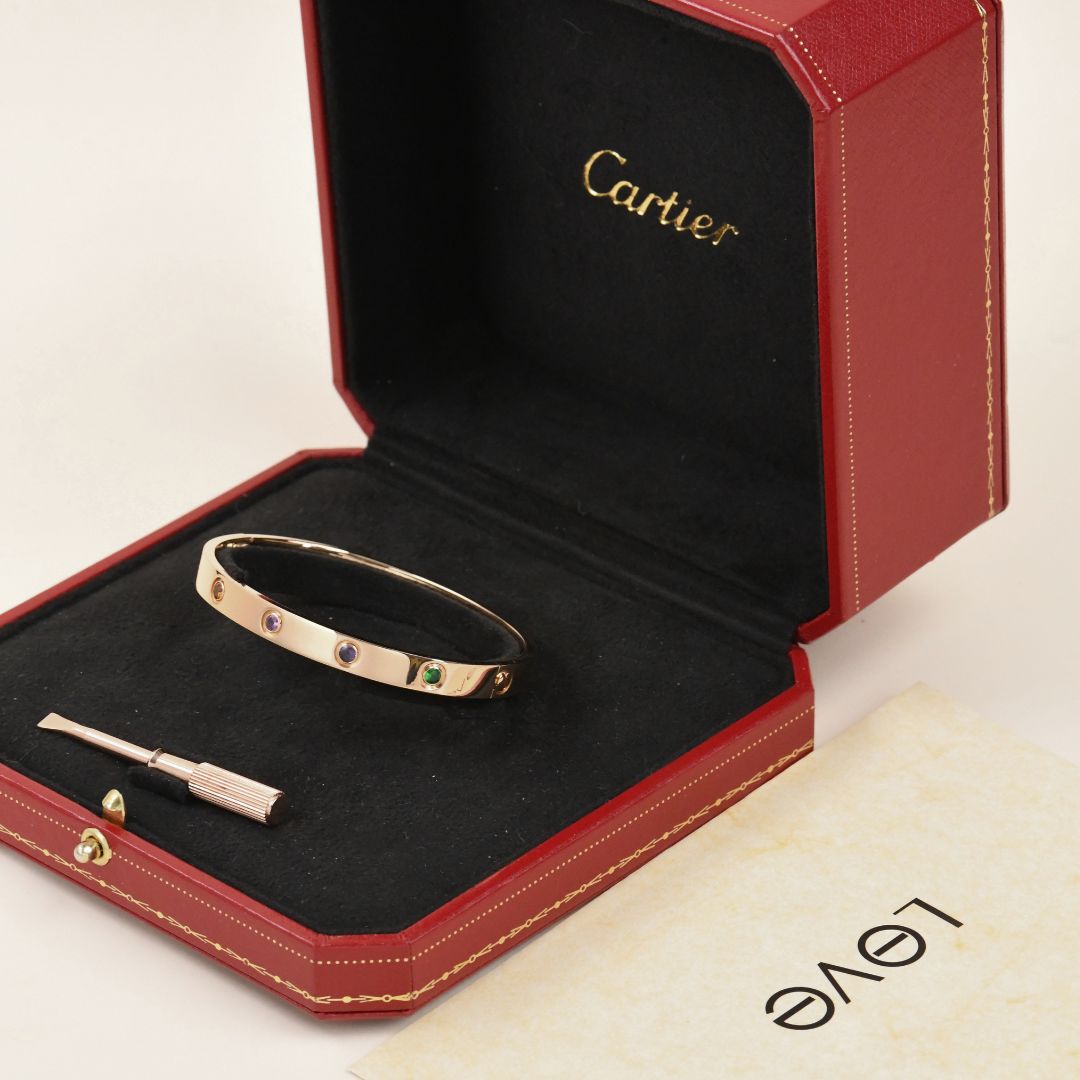 Preloved Authentic Cartier Love Rainbow Multi Gem Bracelet 