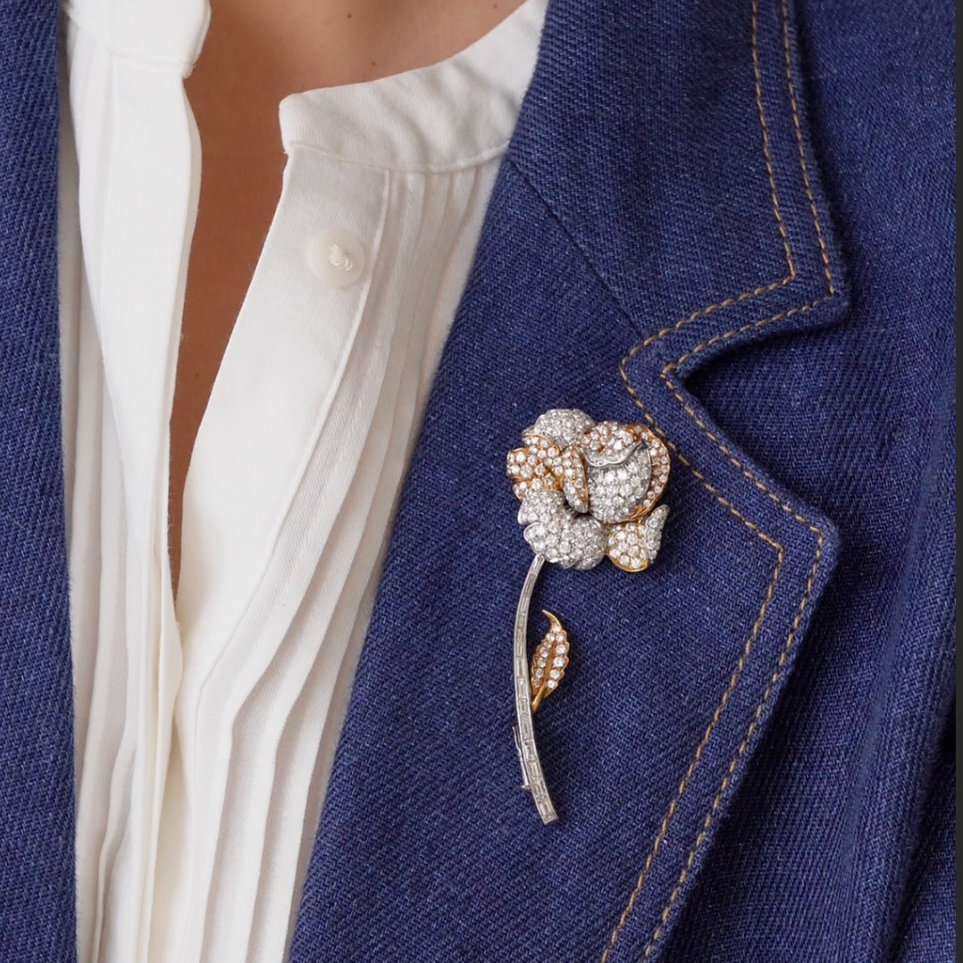 diamond brooch flower brooch in diamond