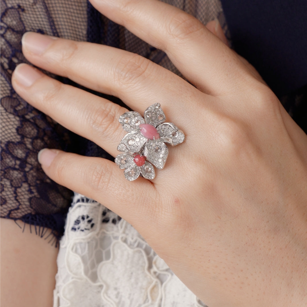 natural conch pearl diamond ring