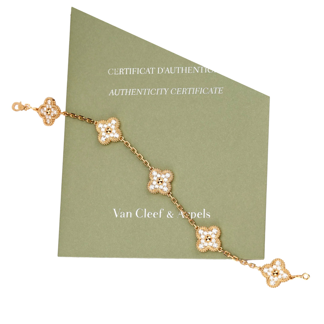 Van Cleef & Arpels Vintage Alhambra Yellow Gold Diamond Bracelet