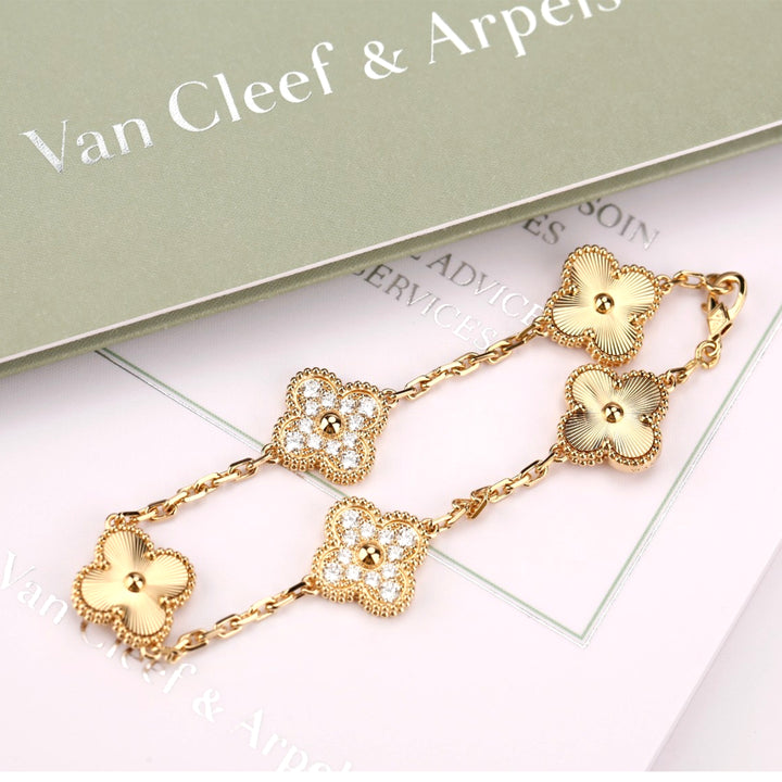 Van Cleef & Arpels Vintage Alhambra Yellow Gold Diamond Bracelet