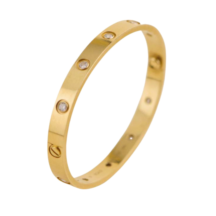 Preloved Cartier Love 10 Diamonds 18K Yellow Gold Bracelet Size 17