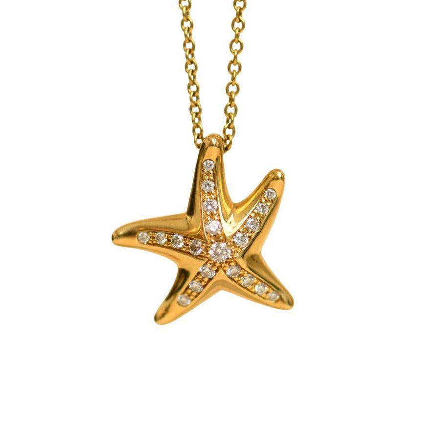 Preowned Tiffany & Co. Elsa Peretti Diamond Starfish Pendant Necklace