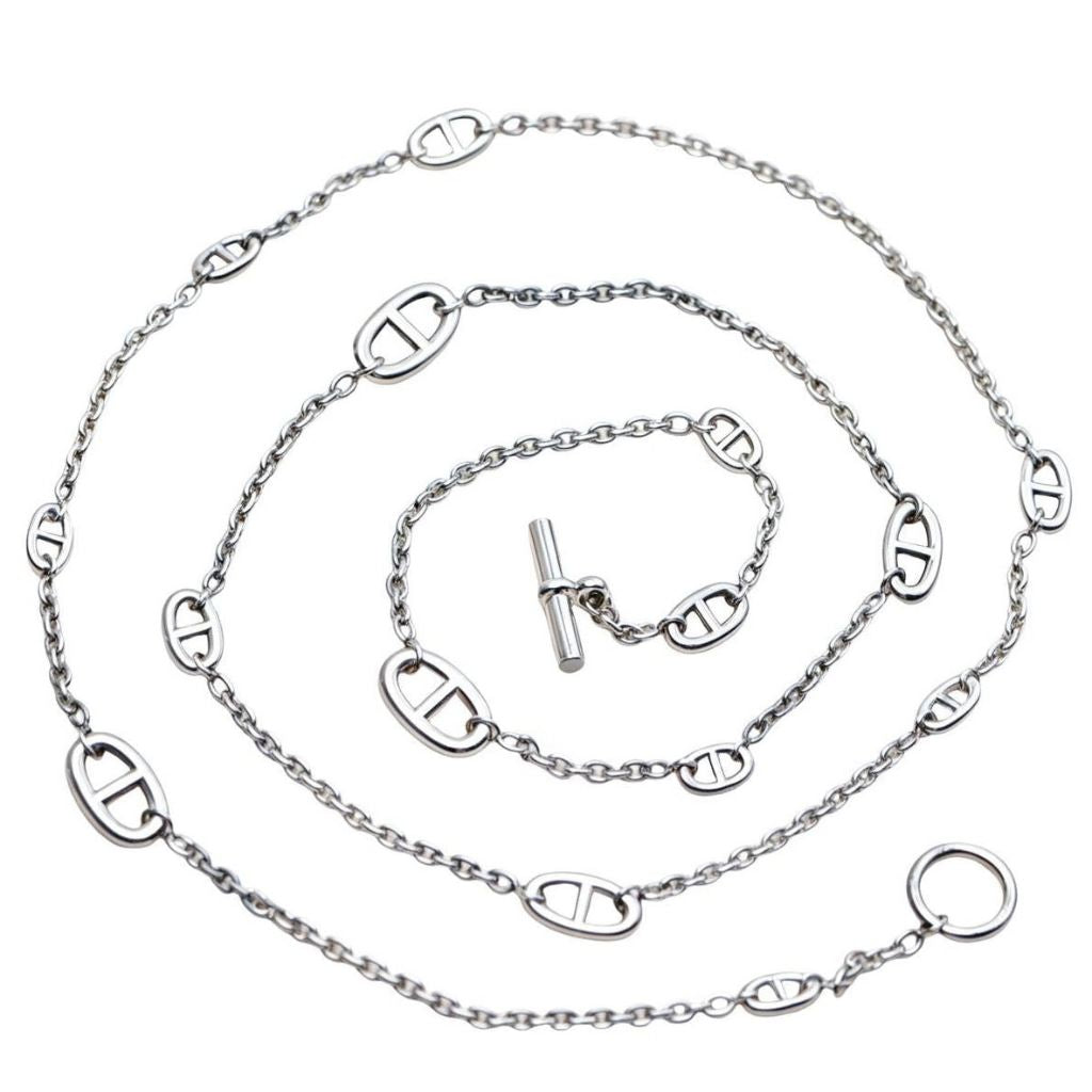 Preloved Authentic Hermès Farandole Sterling Silver Long Necklace 120cm