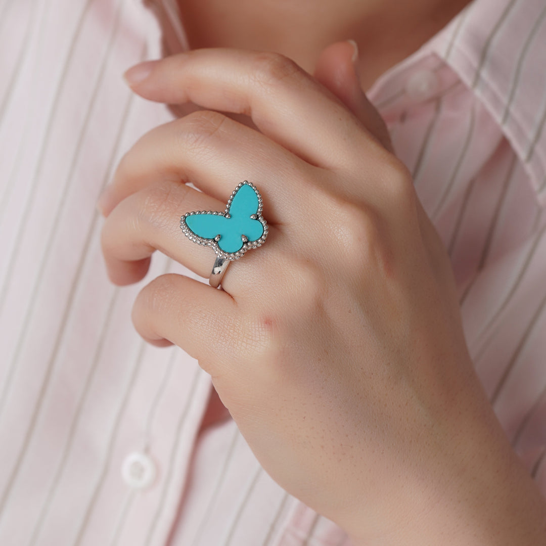 Van Cleef Lucky Alhambra Turquoise Butterfly Ring