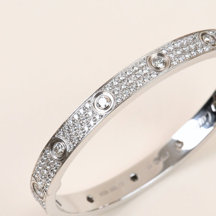 Used Cartier Love Diamond Pave 18K White Gold Bracelet 