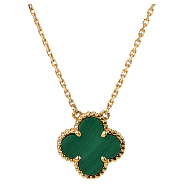 Van Cleef & Arpels Vintage Alhambra Malachite 18 Karat Yellow Gold Pendant